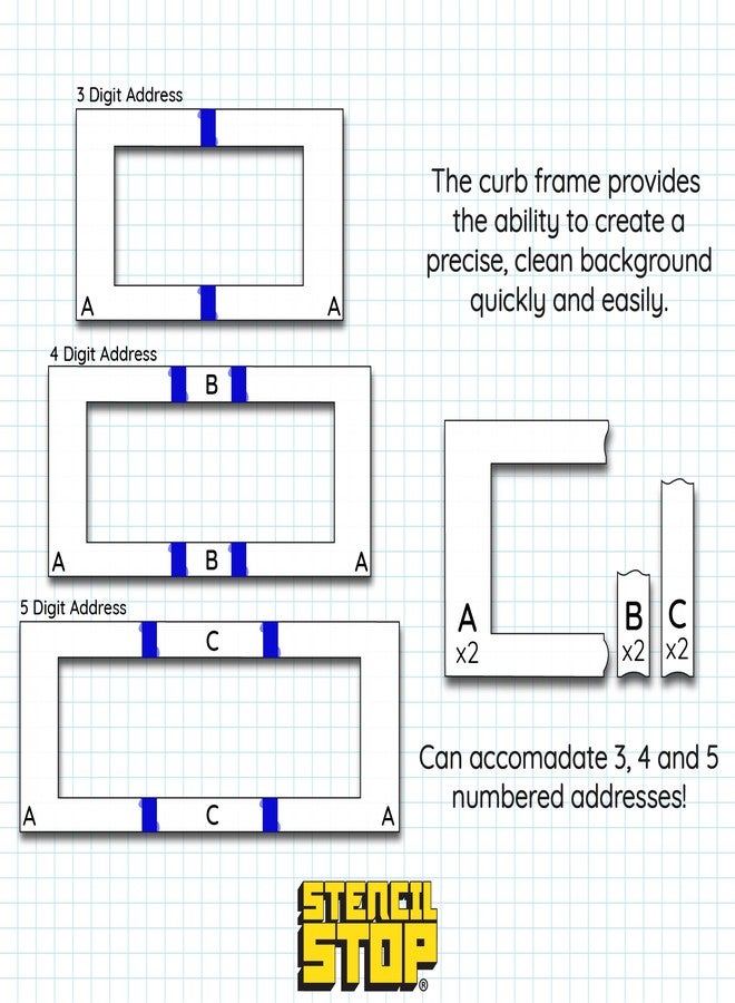 Stencil Stop Curb Stencil Kit for Address Painting, All Numbers - 14 Mil Mylar Plastic [4" Tall Numbers, 2 of Each] (Classic Stencil Font + Curb Frame) - Image 5